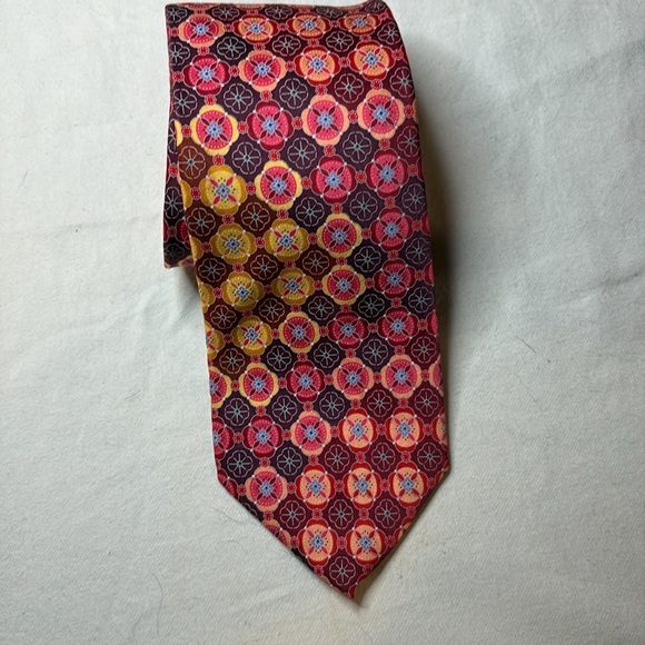 Geoffrey Beene Multi colored Especially soft Silk Tie Pink Orange Red - Picture 5 of 10